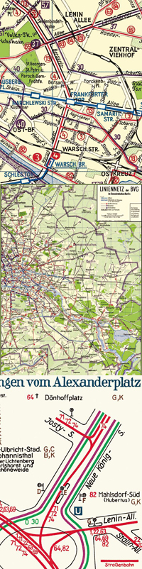 Berlin-Stadtplan mit Liniennetz der BVG-<B>Ost</B> Juni 1960