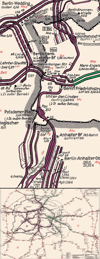 Plan der Gleisanlagen Reichsbahndirektion Berlin 1973<BR>Betriebsstreckenplan der Reichsbahndirektion Berlin