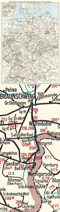 Gesamtdeutsche Kursbuchkarte 1970 der Deutschen Reichsbahn