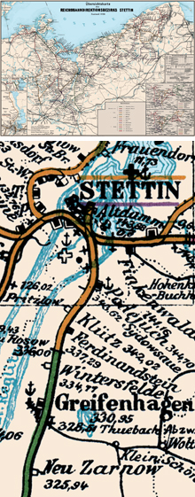 Übersichtskarte Stettin 1928<BR>Deutsche Reichsbahn-Direktion